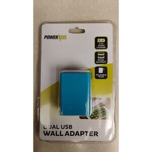 Wall Adapter Dual USB. Power Xcel Rapid Change Foldable Plug. Dual Output
